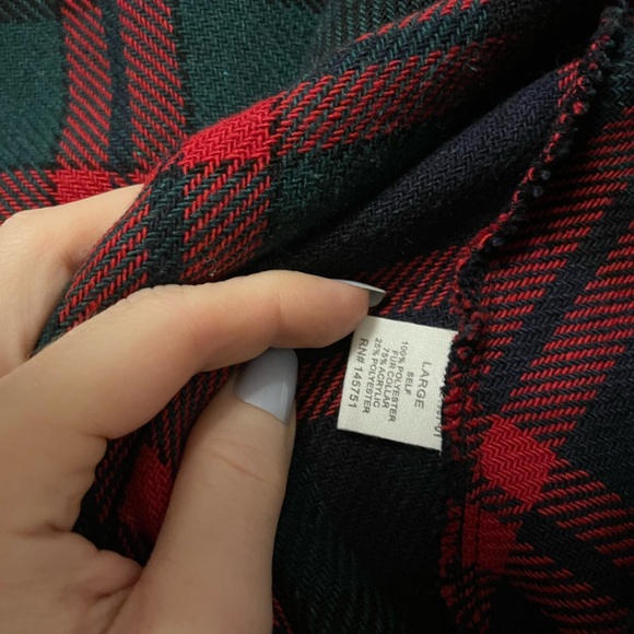 Peach Love Plaid Cape Poncho Faux Fur size Large - Picture 5 of 6